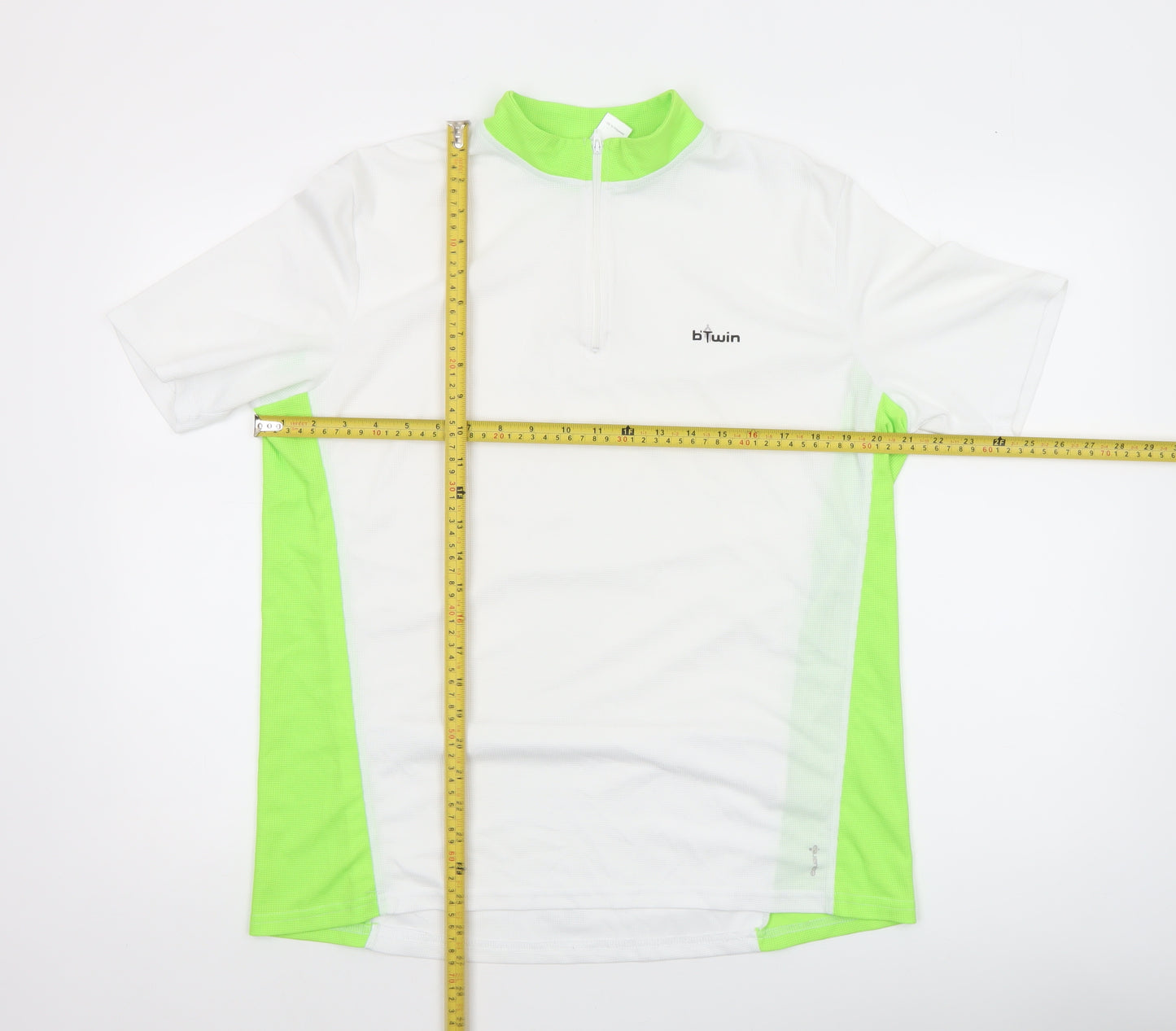 b'Twin Men's White Cycling Jersey L 1/4 Zip Moisture Wicking