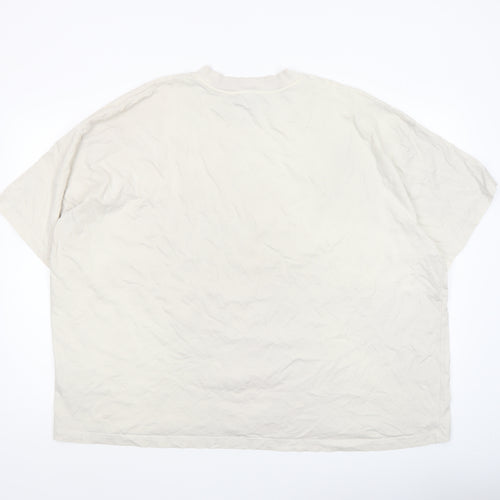 boohooMAN Men's Beige 2XL Studded Graphic Print Relaxed Fit T-Shirt