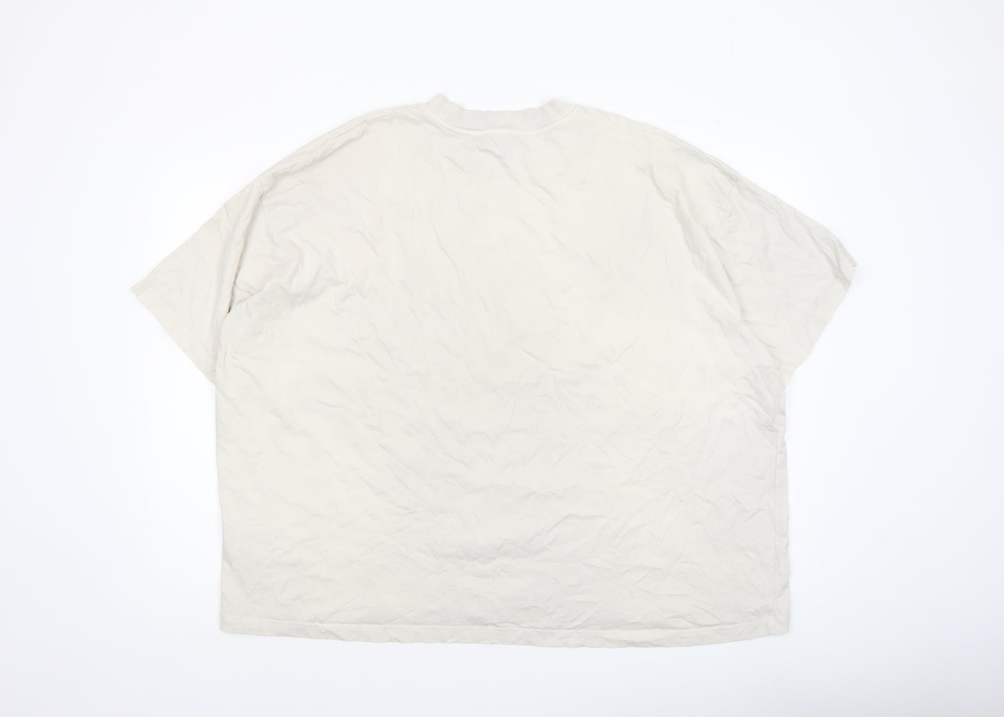boohooMAN Men's Beige 2XL Studded Graphic Print Relaxed Fit T-Shirt