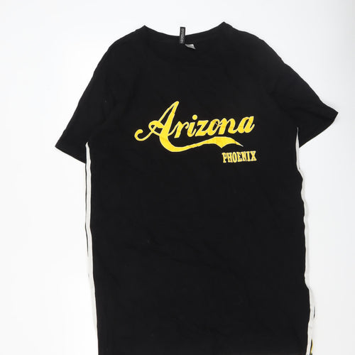 H&M Divided Women's Black Arizona T-Shirt Dress Size 14 Casual Cotton