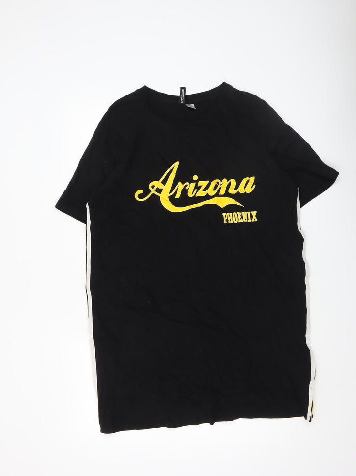 H&M Divided Women's Black Arizona T-Shirt Dress Size 14 Casual Cotton
