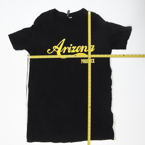 H&M Divided Women's Black Arizona T-Shirt Dress Size 14 Casual Cotton