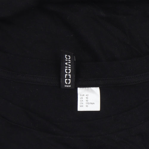 H&M Divided Women's Black Arizona T-Shirt Dress Size 14 Casual Cotton