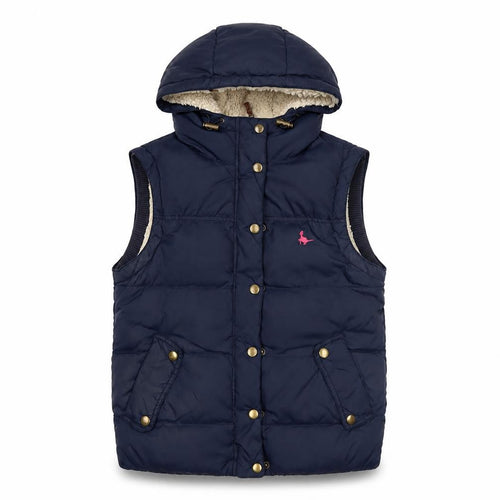 Jack Wills Women’s Blue Hooded Puffer Gilet UK 8 Sleeveless Waistcoat