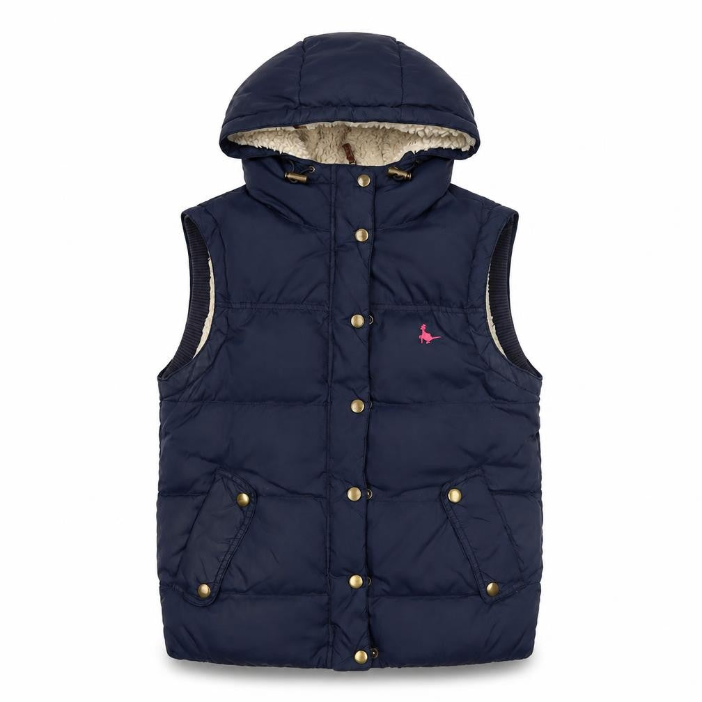 Jack Wills Women’s Blue Hooded Puffer Gilet UK 8 Sleeveless Waistcoat