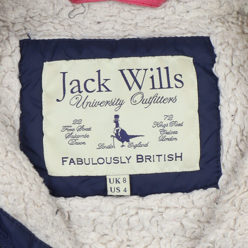 Jack Wills Women’s Blue Hooded Puffer Gilet UK 8 Sleeveless Waistcoat