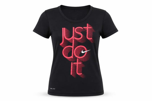 Front view of Nike Women's Black Dri-FIT Sports T-Shirt, size M, Short Sleeve