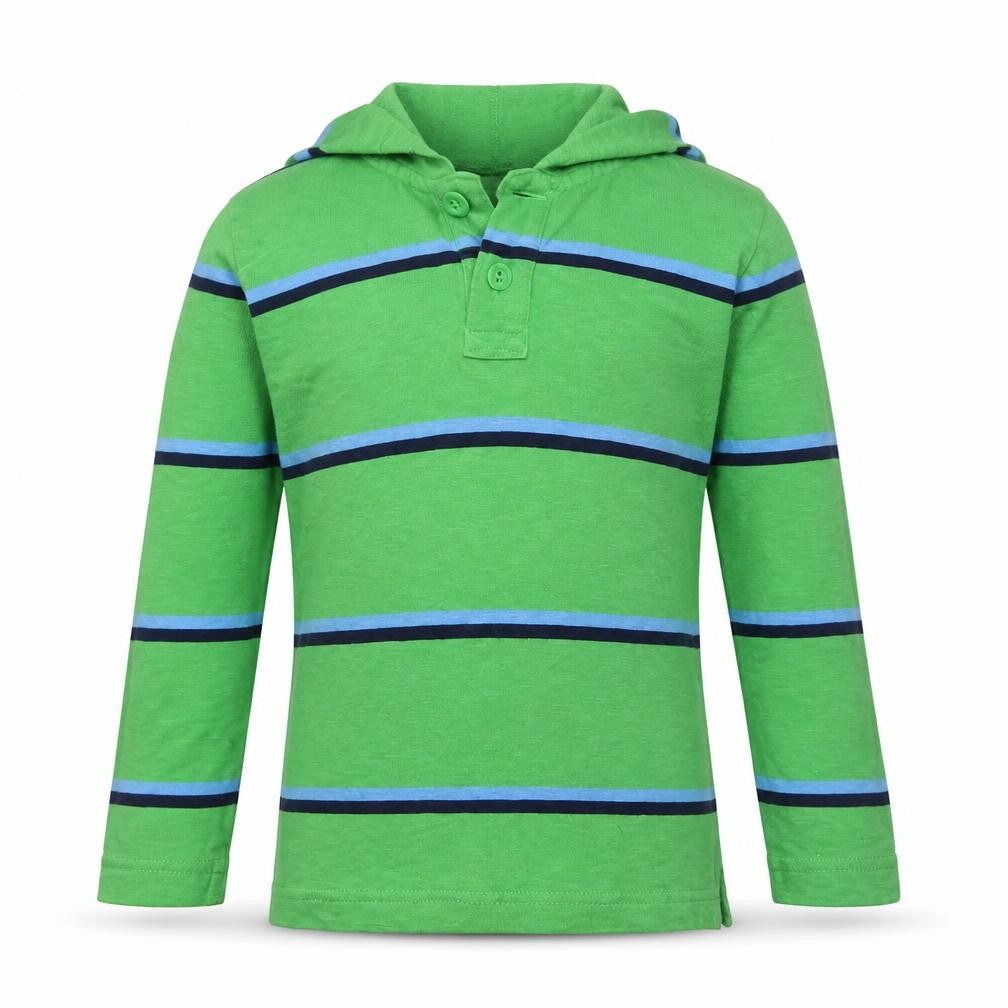 Baby Gap Boys Green Striped Hooded Long Sleeve T-Shirt 4 Years Cotton