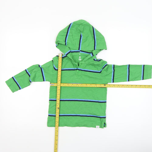 Baby Gap Boys Green Striped Hooded Long Sleeve T-Shirt 4 Years Cotton
