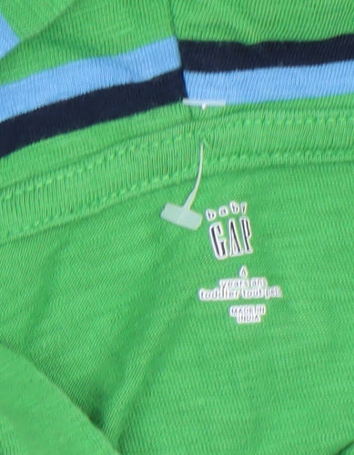 Baby Gap Boys Green Striped Hooded Long Sleeve T-Shirt 4 Years Cotton