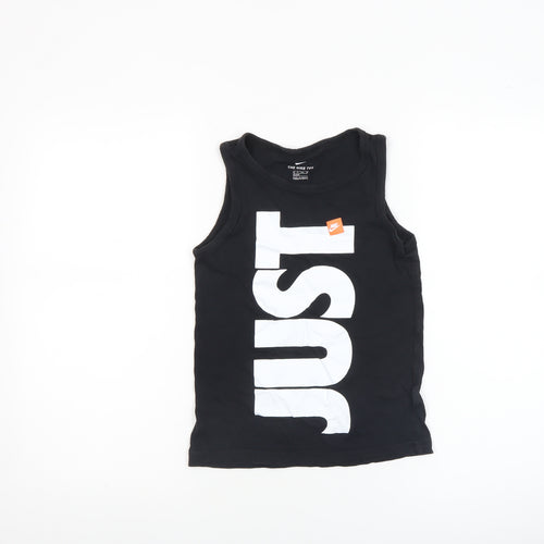 Nike Boys Black Tank Top 7-8 Years Sleeveless Sports Graphic Tee