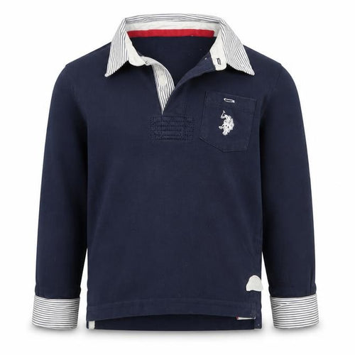 U.S. Polo Assn. Boys Blue Long Sleeve Polo Shirt 3 Years Cotton Embroidered