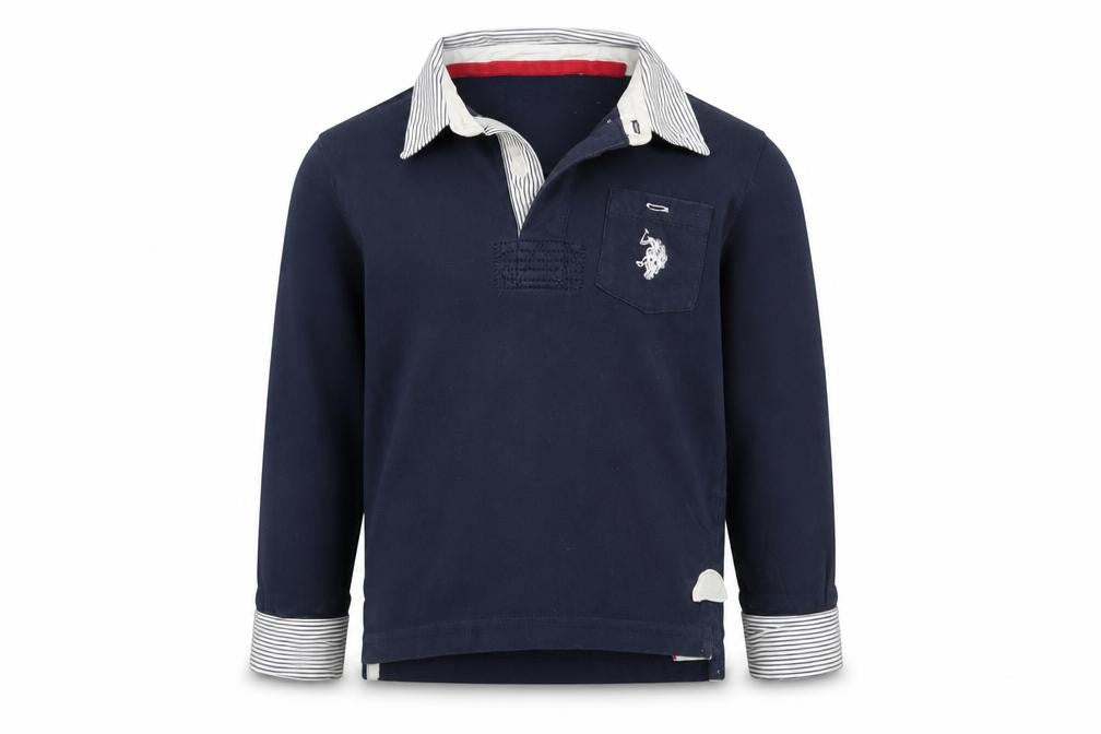 U.S. Polo Assn. Boys Blue Long Sleeve Polo Shirt 3 Years Cotton Embroidered