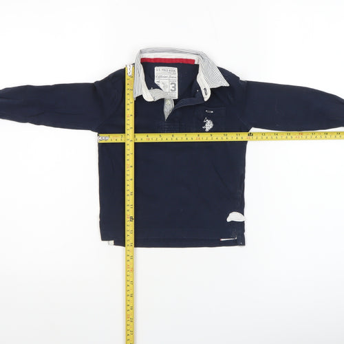 U.S. Polo Assn. Boys Blue Long Sleeve Polo Shirt 3 Years Cotton Embroidered