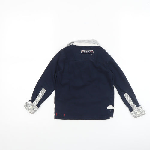 U.S. Polo Assn. Boys Blue Long Sleeve Polo Shirt 3 Years Cotton Embroidered