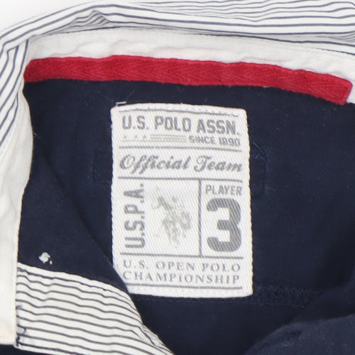U.S. Polo Assn. Boys Blue Long Sleeve Polo Shirt 3 Years Cotton Embroidered