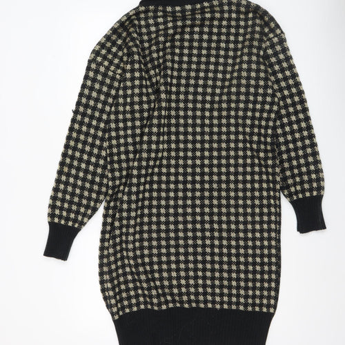 Cinzano Womens Black Beige Collared Long Sleeve Patterned Jumper Size 20