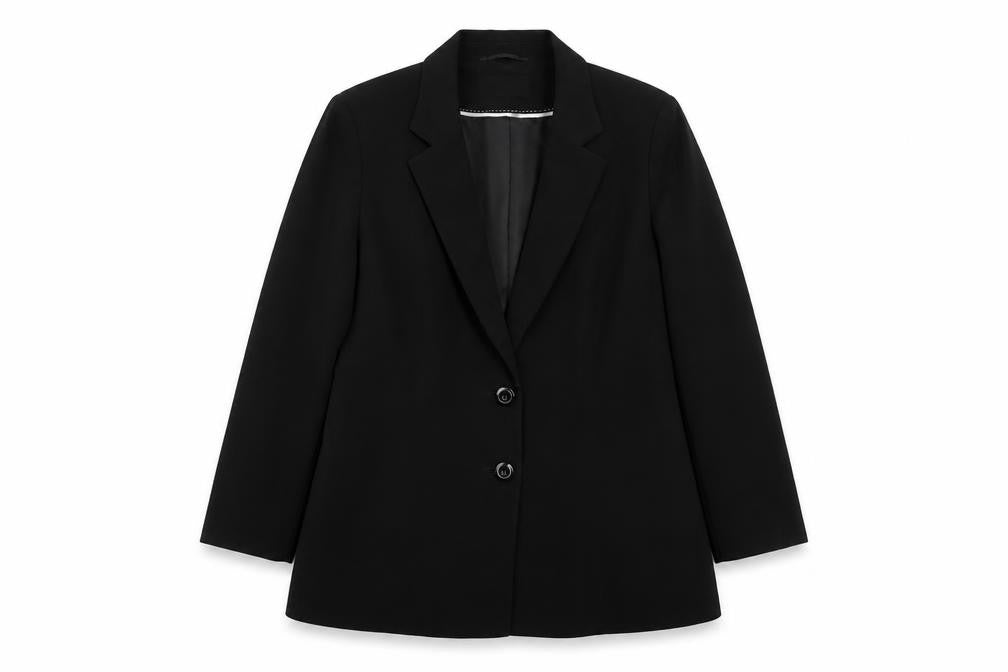 Front view of Planet women’s black, size UK 14, classic single-breasted blazer