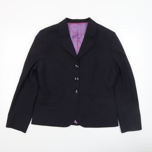 Brook Taverner Womens Black Size 14R Classic Wool Blend Suit Jacket