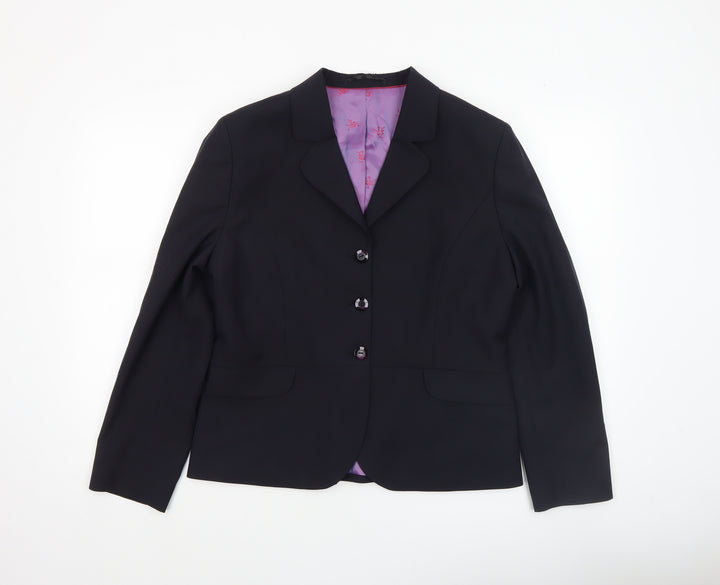 Brook Taverner Womens Black Size 14R Classic Wool Blend Suit Jacket