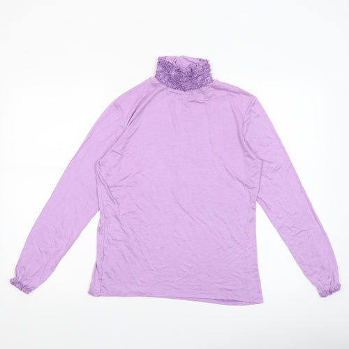 Aftershock London Women’s Purple Roll Neck Long Sleeve Jersey Blouse Size 12