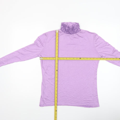 Aftershock London Women’s Purple Roll Neck Long Sleeve Jersey Blouse Size 12