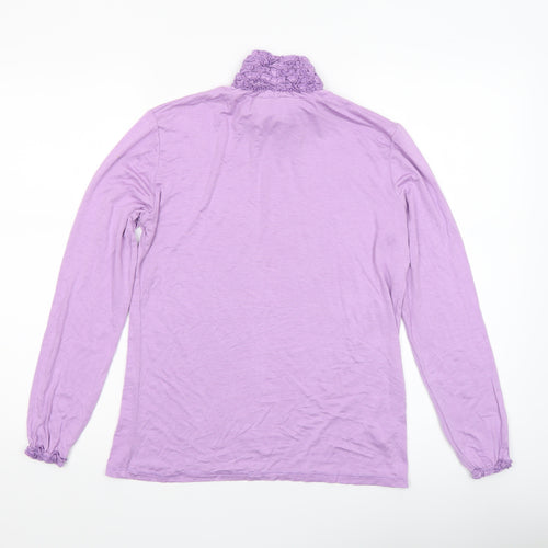 Aftershock London Women’s Purple Roll Neck Long Sleeve Jersey Blouse Size 12