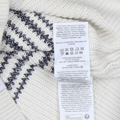Jack & Jones Men’s Ivory Striped Cotton Knit Jumper Size M