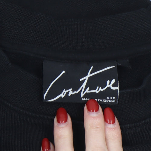 Couture Women's Black UK 8 Crew Neck Pullover Sweatshirt