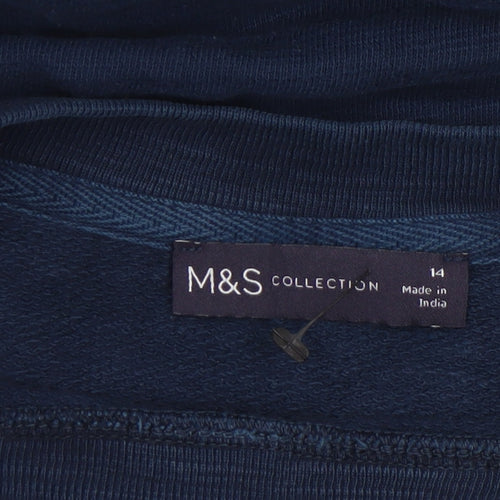 Marks and Spencer Women Navy Blue Ruffle Trim Sweatshirt Size 14
