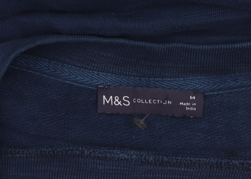 Marks and Spencer Women Navy Blue Ruffle Trim Sweatshirt Size 14