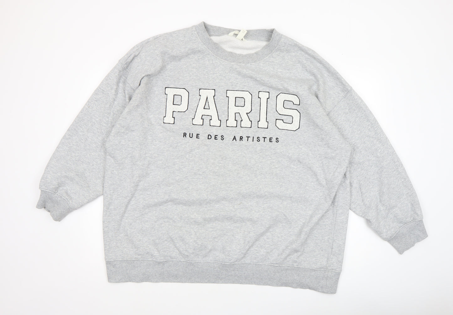 H&M Men’s Grey Paris Logo Pullover Sweatshirt XL Regular Fit
