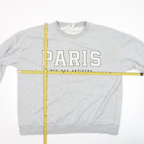 H&M Men’s Grey Paris Logo Pullover Sweatshirt XL Regular Fit