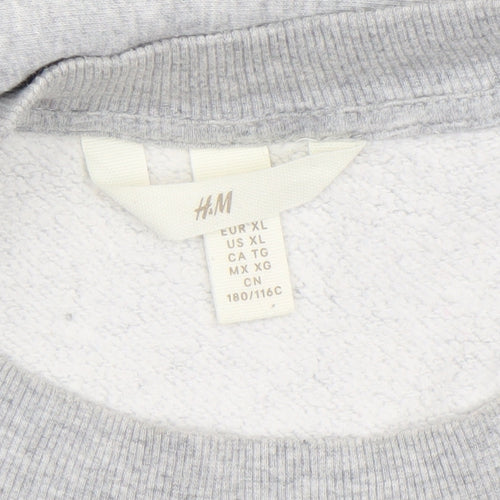 H&M Men’s Grey Paris Logo Pullover Sweatshirt XL Regular Fit