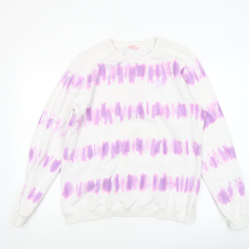 Strong Girls Club Women's White Purple Tie Dye Cotton Sweatshirt Size S
