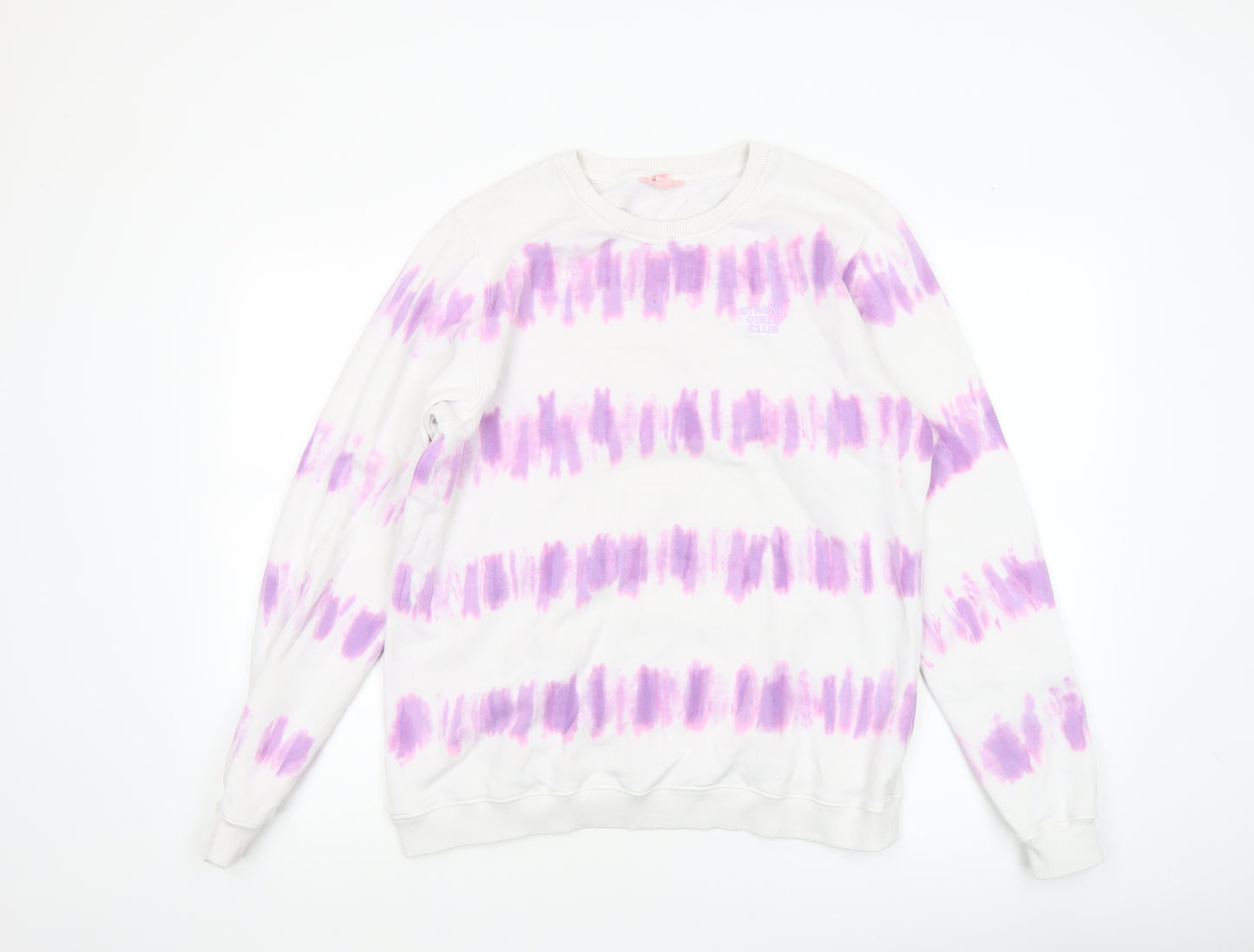 Strong Girls Club Women's White Purple Tie Dye Cotton Sweatshirt Size S