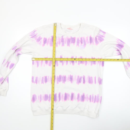 Strong Girls Club Women's White Purple Tie Dye Cotton Sweatshirt Size S