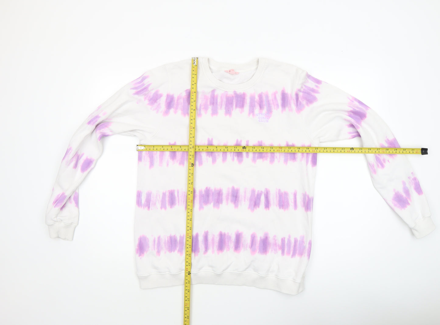 Strong Girls Club Women's White Purple Tie Dye Cotton Sweatshirt Size S
