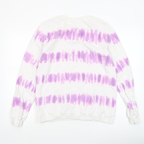 Strong Girls Club Women's White Purple Tie Dye Cotton Sweatshirt Size S