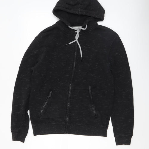 Zara Men’s Black M Full Zip Hoodie Sweatshirt Regular Fit