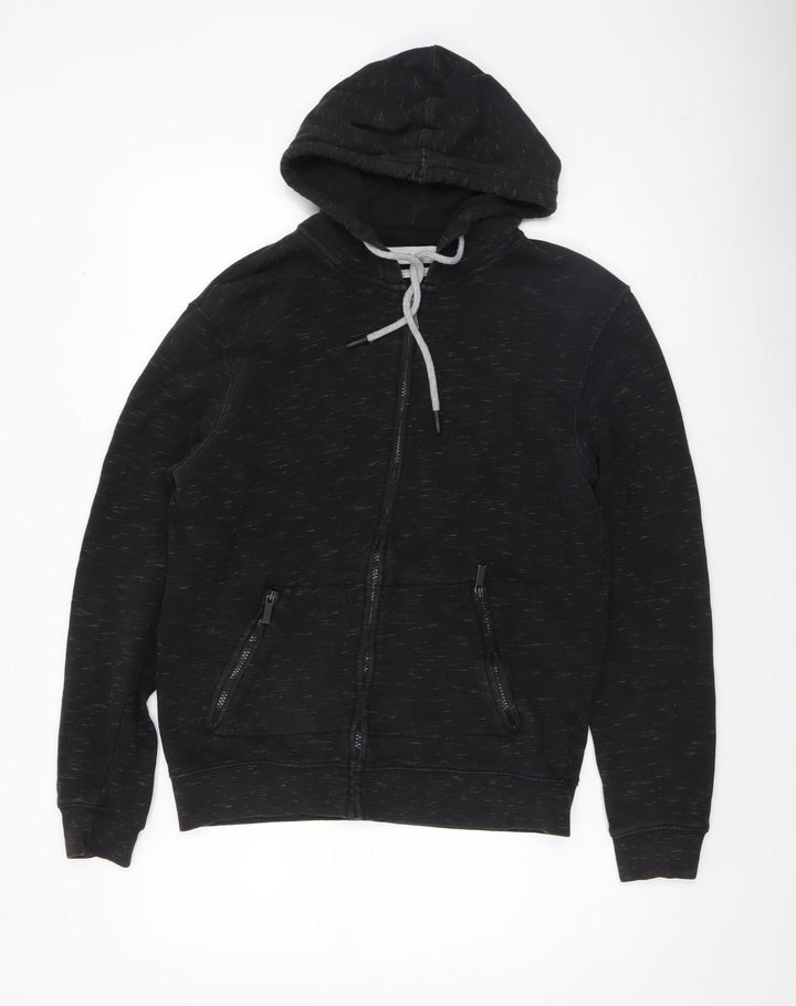 Zara Men’s Black M Full Zip Hoodie Sweatshirt Regular Fit