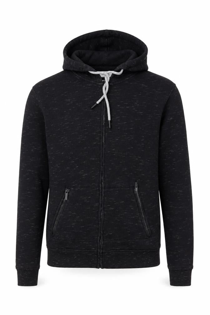 Front view of Zara Men’s Black M Full Zip Hoodie Sweatshirt Regular Fit