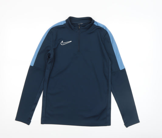 Nike Women's Blue Long Sleeve 1/4 Zip Athletic T-Shirt Size M