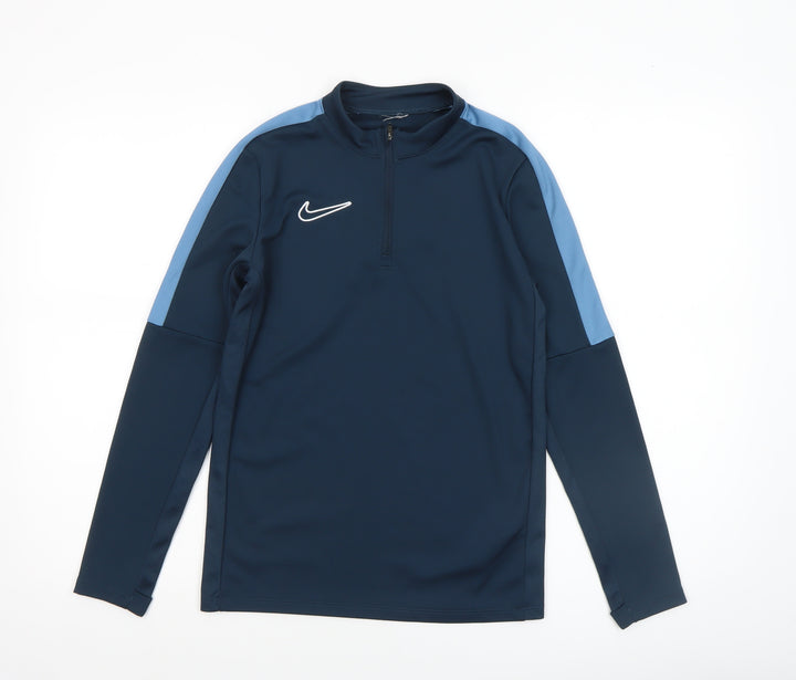 Nike Women's Blue Long Sleeve 1/4 Zip Athletic T-Shirt Size M