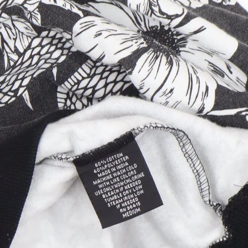 Super Massive Men's Black Floral Snake Print Sweatshirt Medium