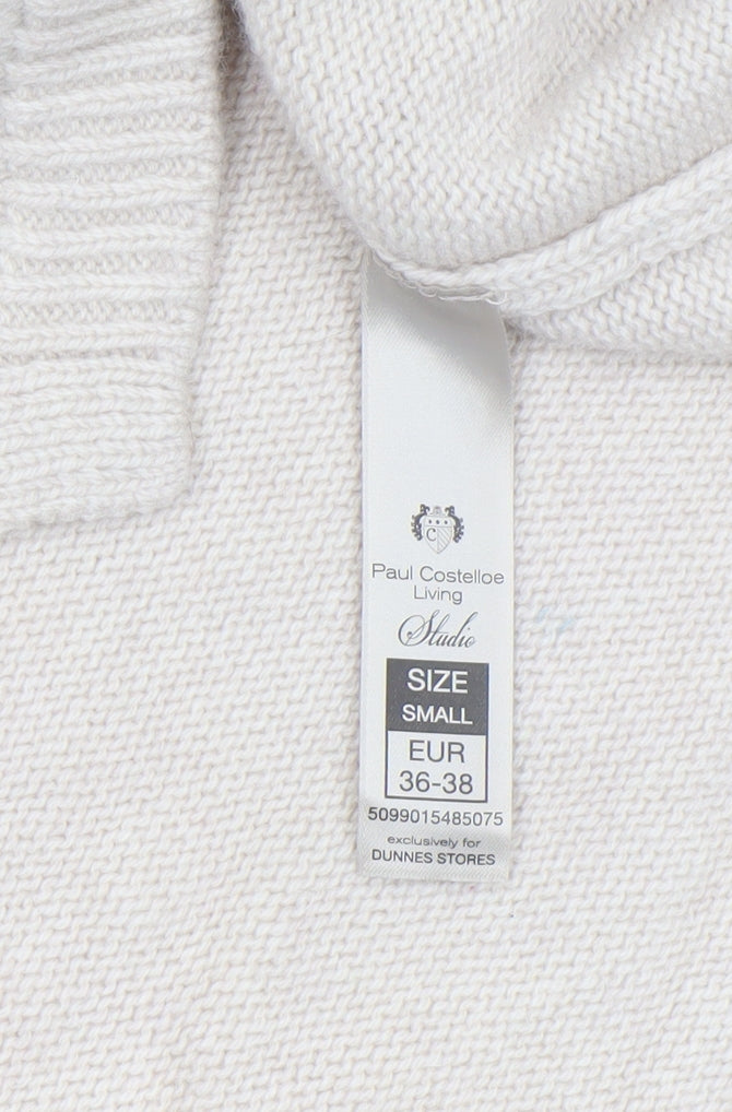 Paul Costelloe Women Beige Wool V-Neck Sleeveless Vest Jumper S