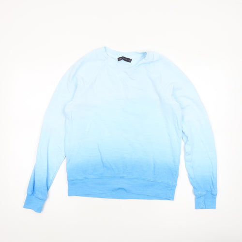 Marks and Spencer Women Blue Ombre Cotton Pullover Sweatshirt Size 6