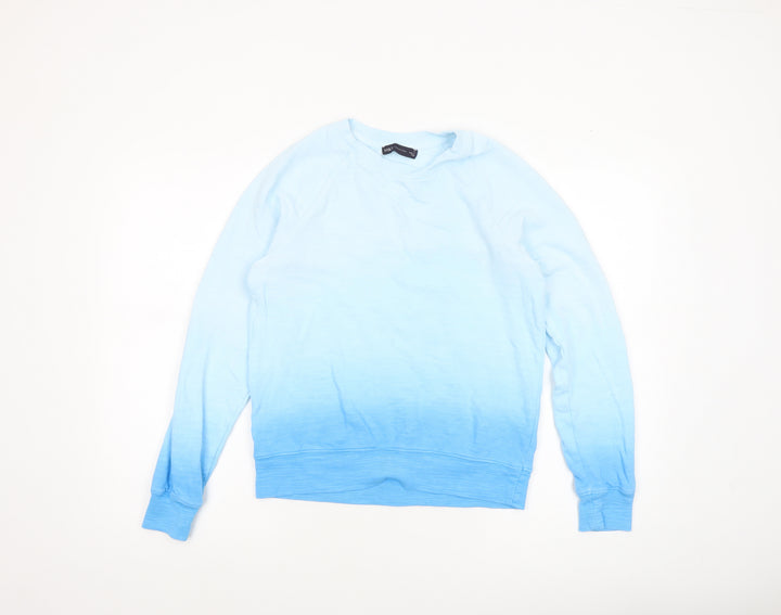 Marks and Spencer Women Blue Ombre Cotton Pullover Sweatshirt Size 6