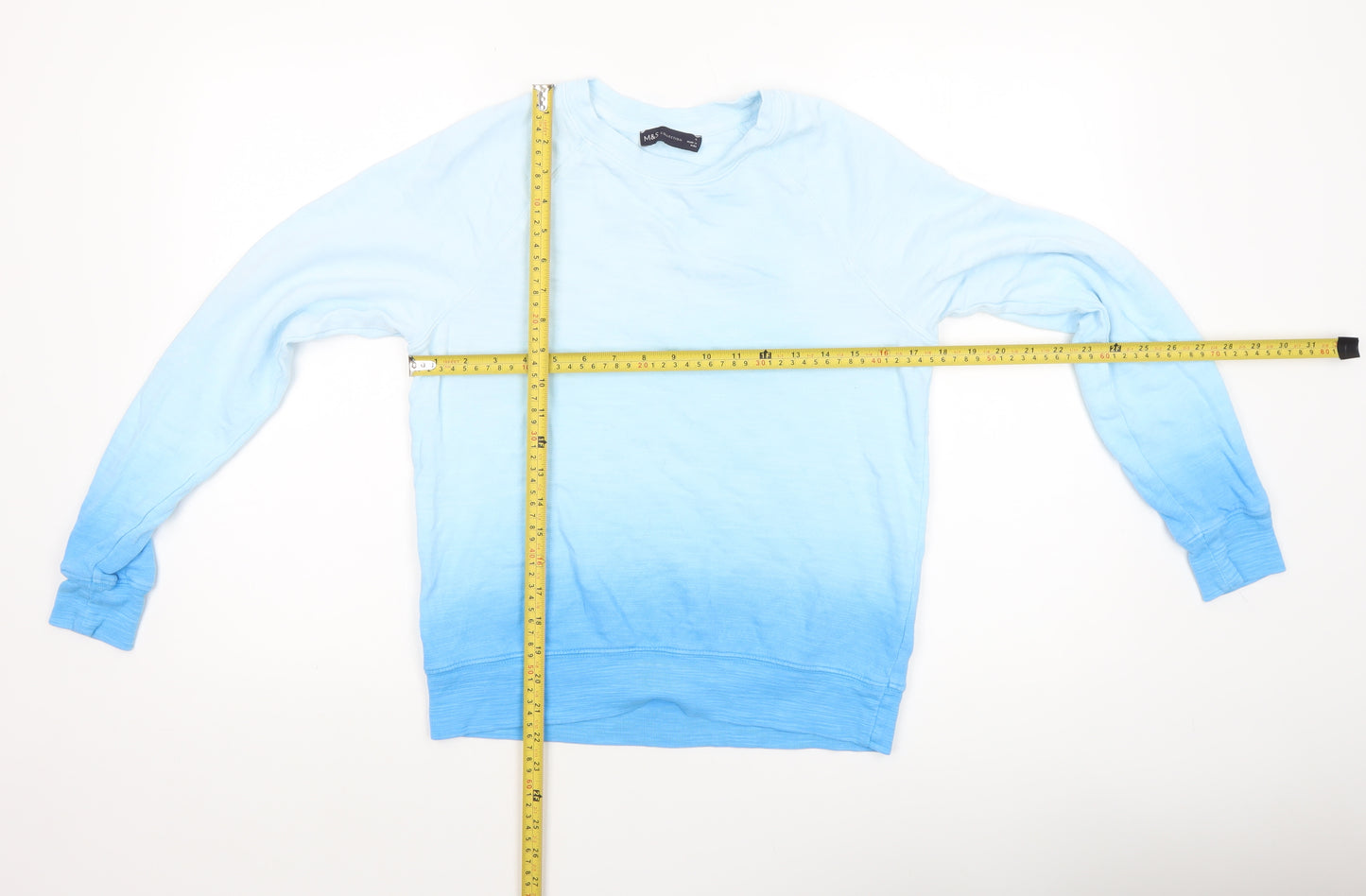 Marks and Spencer Women Blue Ombre Cotton Pullover Sweatshirt Size 6