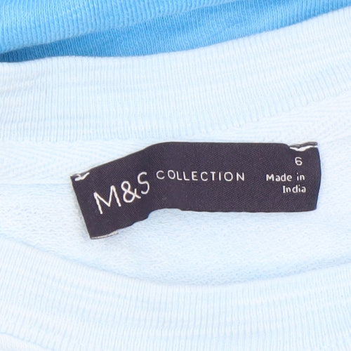 Marks and Spencer Women Blue Ombre Cotton Pullover Sweatshirt Size 6